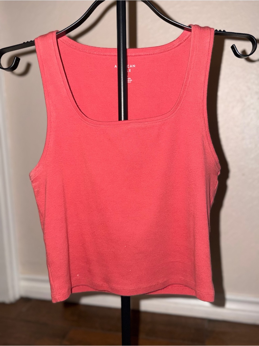American Eagle Outfitters Coral-Pink Ribbed Tank